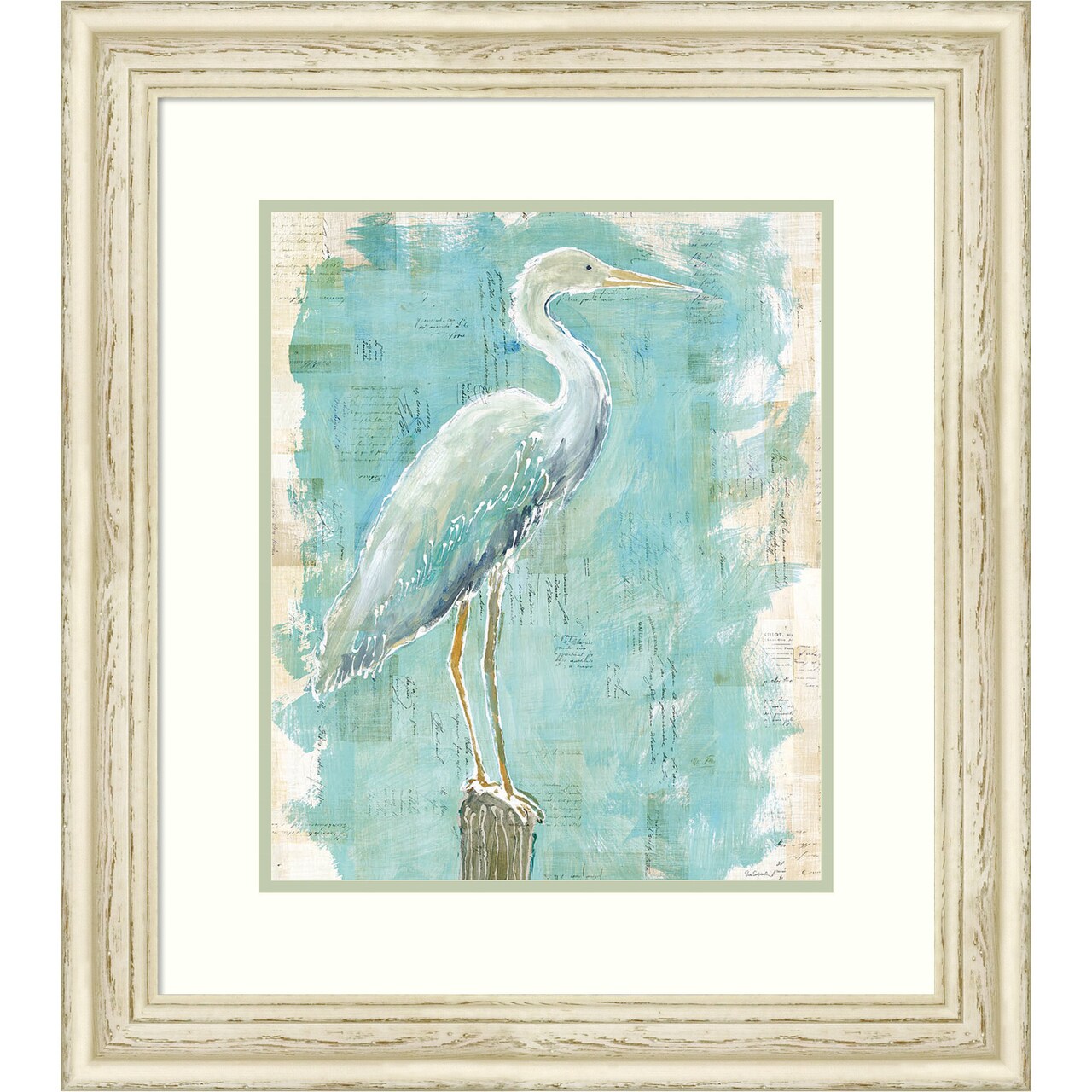 Coastal Egret I v2 by Sue Schlabach Wood Framed Wall Art Print 24 in. W x 27 in. H